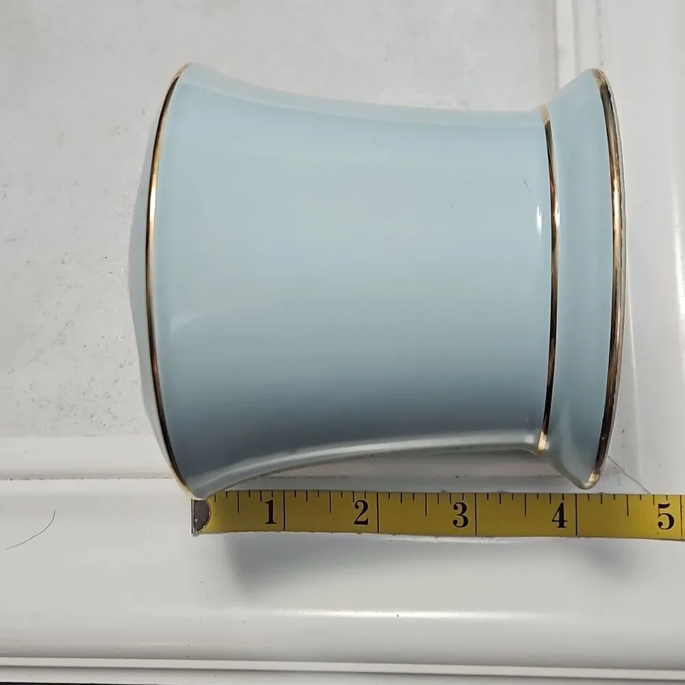 Ceramic Baby Blue With Gold Rim Toothbrush Holder